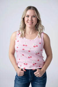 Ava Tank - Cherries-tank-Villari Chic, women's online fashion boutique in Severna, Maryland
