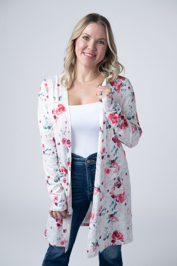 Classic Cardigan - Pink Bloom-Cardigan-Villari Chic, women's online fashion boutique in Severna, Maryland