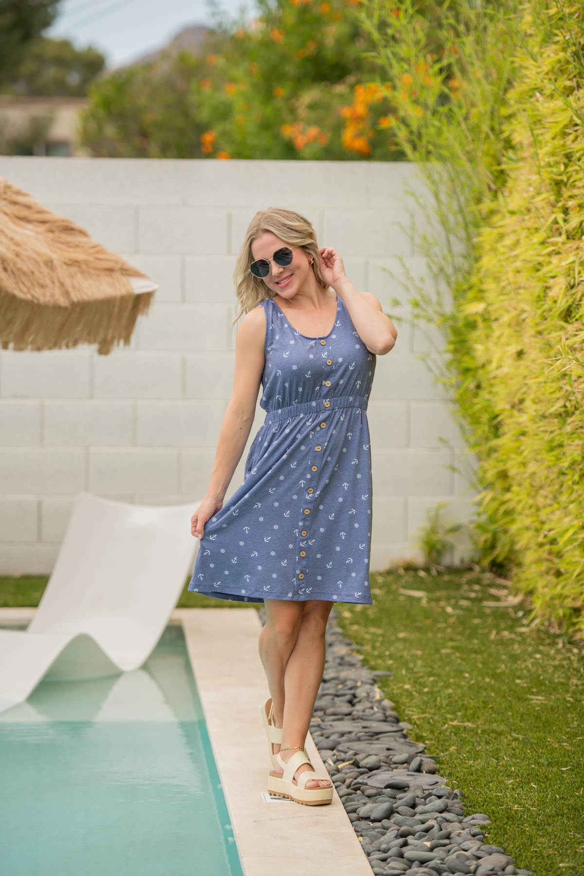 Beverly Button Dress - Nautical Navy-dress-Villari Chic, women's online fashion boutique in Severna, Maryland