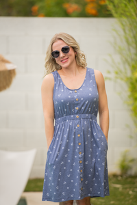 Beverly Button Dress - Nautical Navy-dress-Villari Chic, women's online fashion boutique in Severna, Maryland