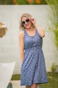 Beverly Button Dress - Nautical Navy-dress-Villari Chic, women's online fashion boutique in Severna, Maryland