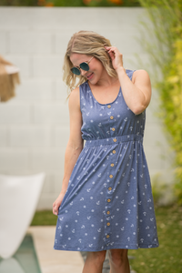 Beverly Button Dress - Nautical Navy-dress-Villari Chic, women's online fashion boutique in Severna, Maryland