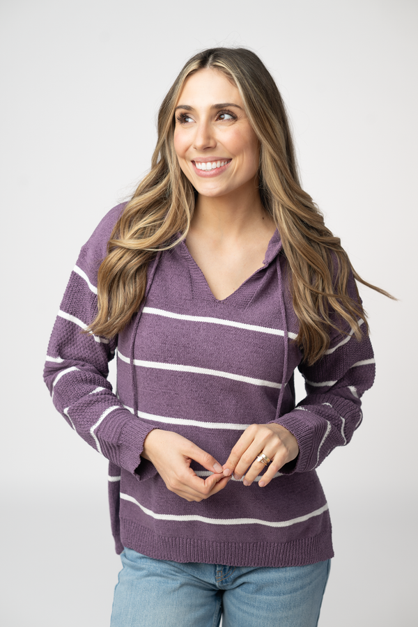 Maddie Striped Hoodie - Purple-sweater-Villari Chic, women's online fashion boutique in Severna, Maryland
