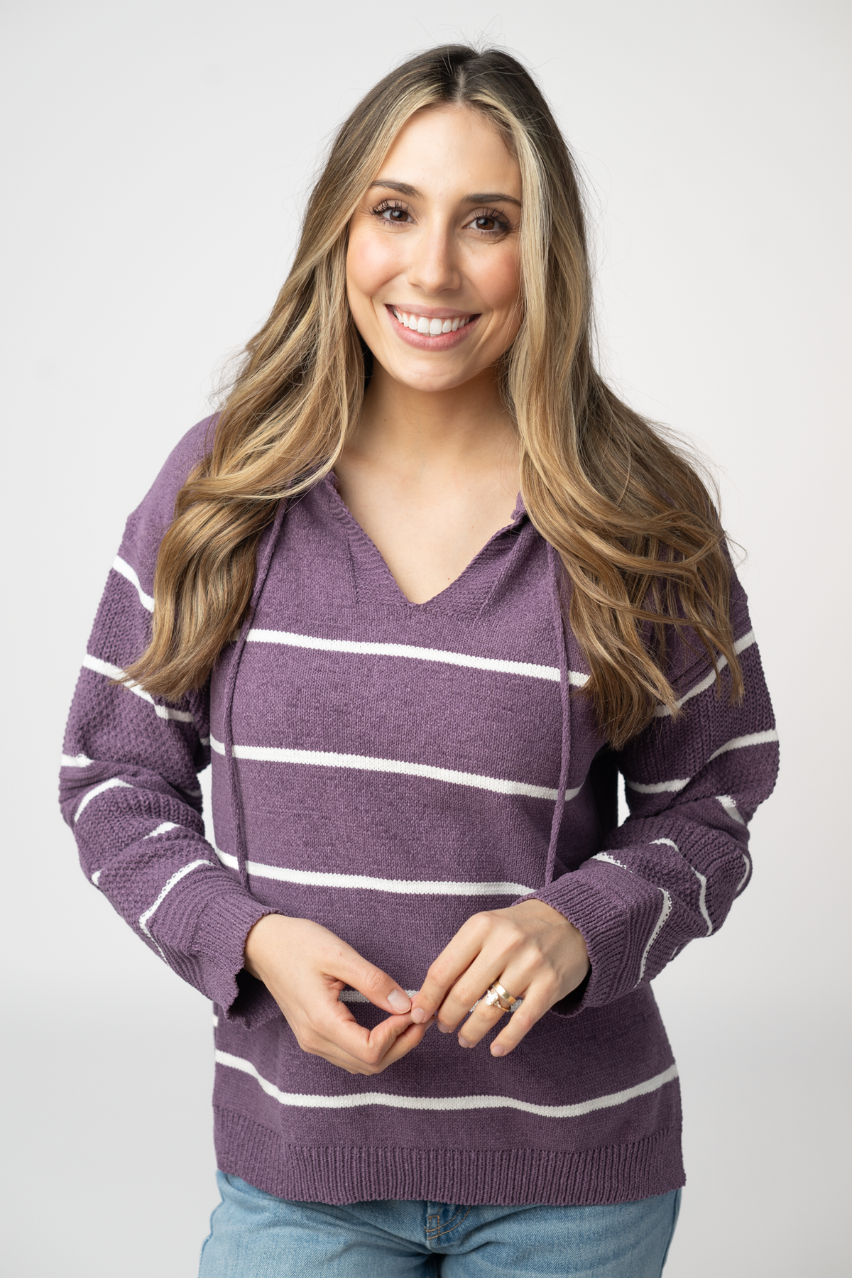 Maddie Striped Hoodie - Purple-sweater-Villari Chic, women's online fashion boutique in Severna, Maryland