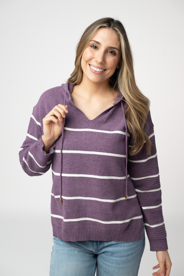 Maddie Striped Hoodie - Purple-sweater-Villari Chic, women's online fashion boutique in Severna, Maryland