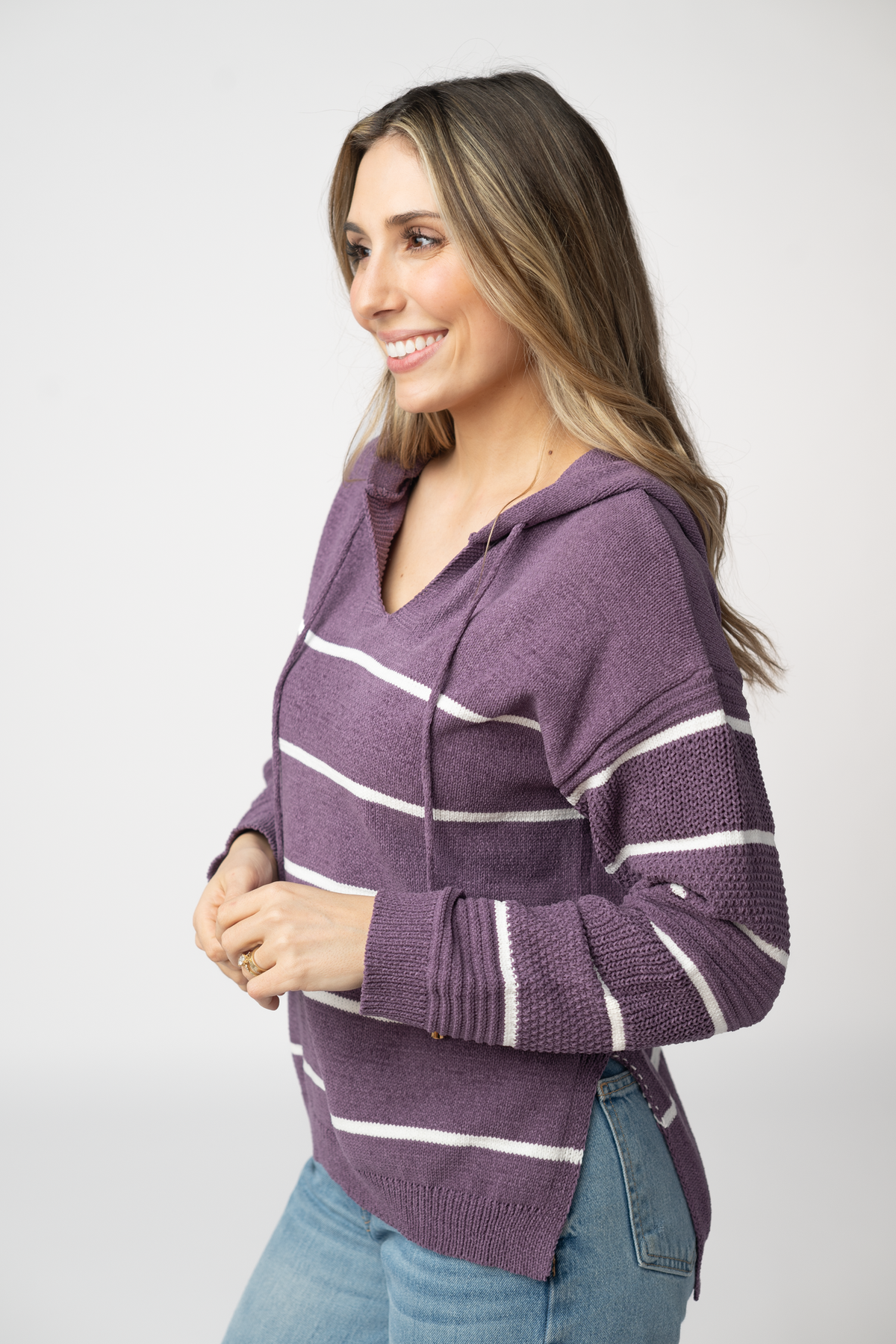 Maddie Striped Hoodie - Purple-sweater-Villari Chic, women's online fashion boutique in Severna, Maryland