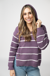 Maddie Striped Hoodie - Purple-sweater-Villari Chic, women's online fashion boutique in Severna, Maryland