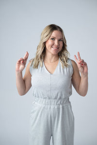 Kenzie Striped Jumpsuit - Grey-jumpsuit-Villari Chic, women's online fashion boutique in Severna, Maryland