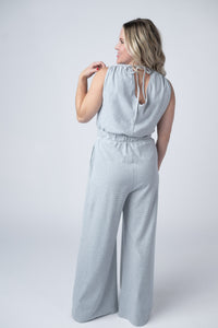 Kenzie Striped Jumpsuit - Grey-jumpsuit-Villari Chic, women's online fashion boutique in Severna, Maryland