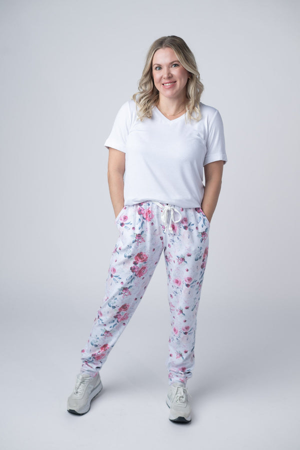 Classic Joggers - Pink Bloom-bottoms-Villari Chic, women's online fashion boutique in Severna, Maryland
