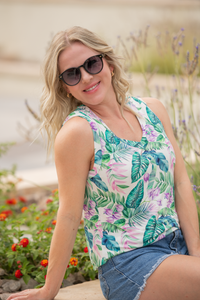 Noelle Tank - Tropical Leaf-tank-Villari Chic, women's online fashion boutique in Severna, Maryland