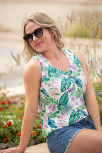 Noelle Tank - Tropical Leaf-tank-Villari Chic, women's online fashion boutique in Severna, Maryland