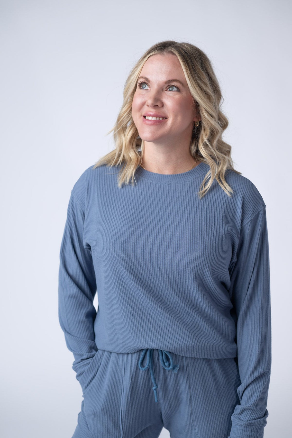 Corrine Ribbed Pullover Top - Denim-Pullover-Villari Chic, women's online fashion boutique in Severna, Maryland