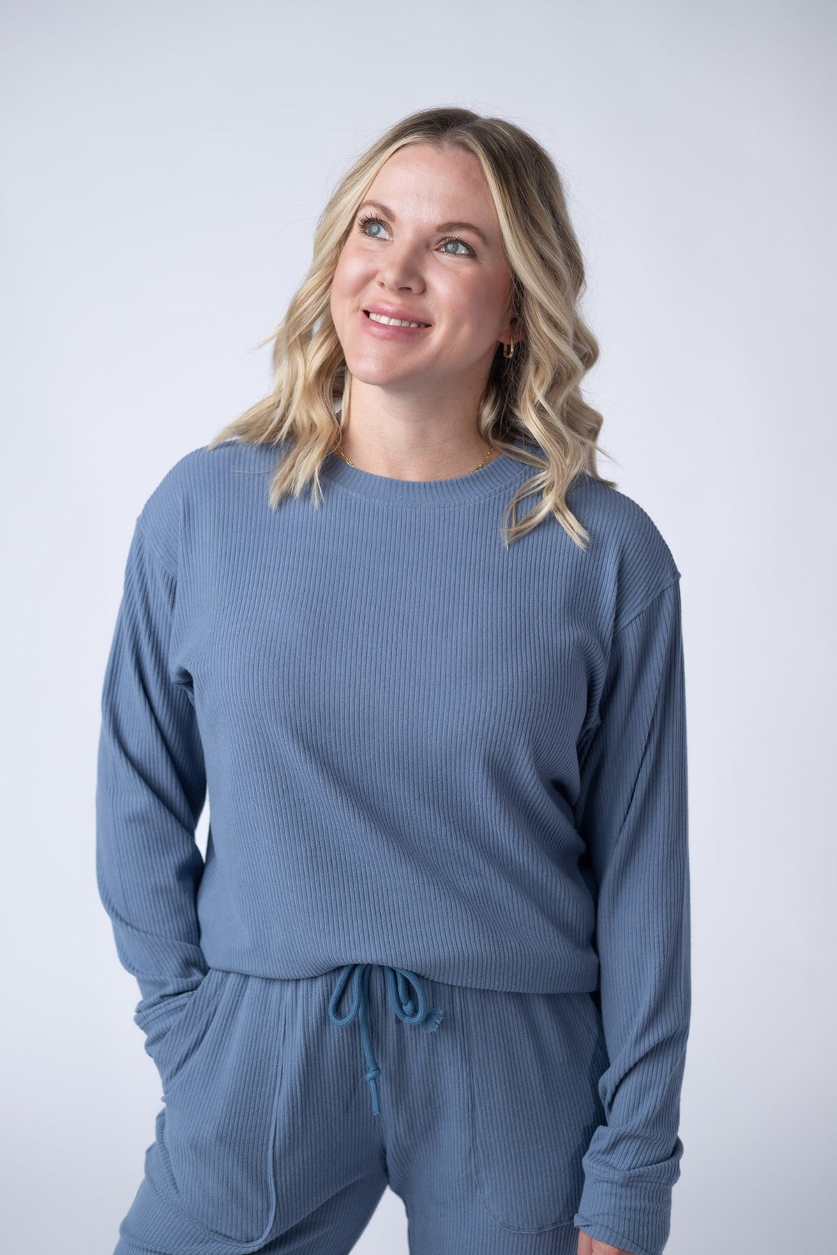 Corrine Ribbed Pullover Top - Denim-Pullover-Villari Chic, women's online fashion boutique in Severna, Maryland