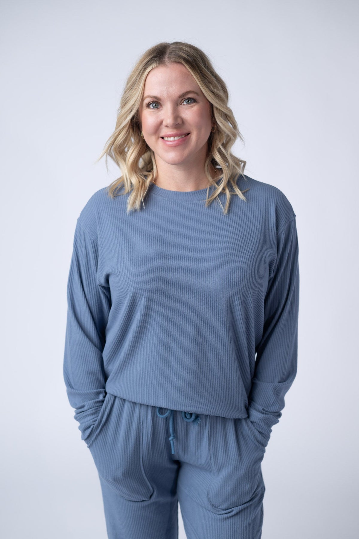 Corrine Ribbed Pullover Top - Denim-Pullover-Villari Chic, women's online fashion boutique in Severna, Maryland