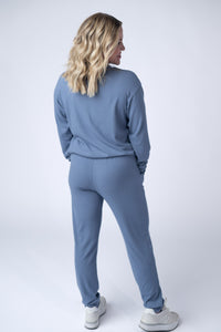 Corrine Ribbed Pullover Top - Denim-Pullover-Villari Chic, women's online fashion boutique in Severna, Maryland