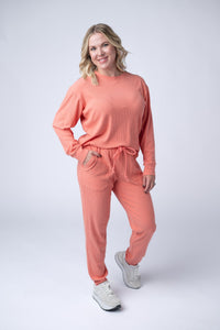 Corrine Ribbed Pullover Top - Coral-Pullover-Villari Chic, women's online fashion boutique in Severna, Maryland
