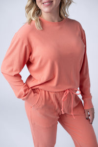 Corrine Ribbed Pullover Top - Coral-Pullover-Villari Chic, women's online fashion boutique in Severna, Maryland