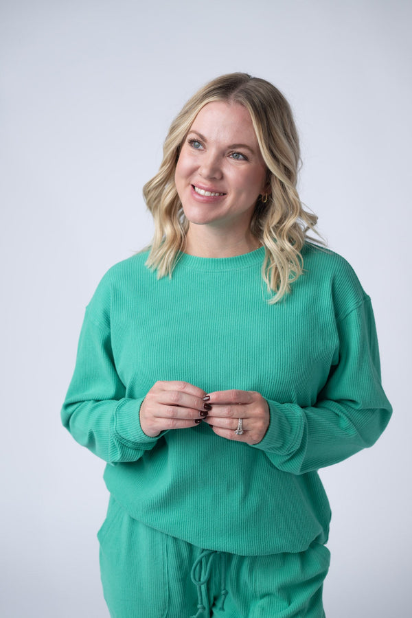 Corrine Ribbed Pullover Top - Emerald-Pullover-Villari Chic, women's online fashion boutique in Severna, Maryland