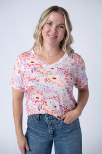 Sophie Tee - Coral Sunset Floral-Shirts-Villari Chic, women's online fashion boutique in Severna, Maryland