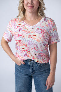 Sophie Tee - Coral Sunset Floral-Shirts-Villari Chic, women's online fashion boutique in Severna, Maryland