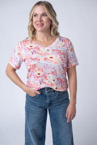 Sophie Tee - Coral Sunset Floral-Shirts-Villari Chic, women's online fashion boutique in Severna, Maryland