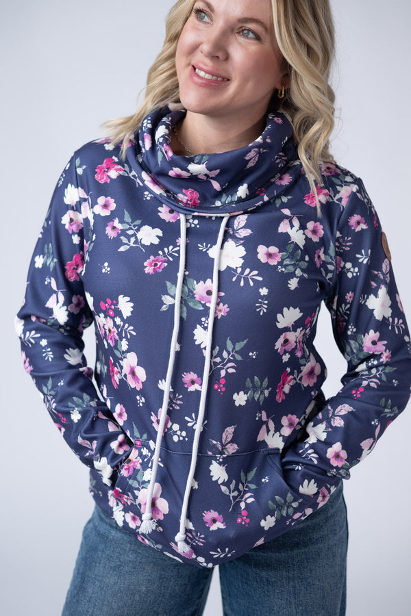 Soft Funnel Neck - Navy Floral-clothing-Villari Chic, women's online fashion boutique in Severna, Maryland