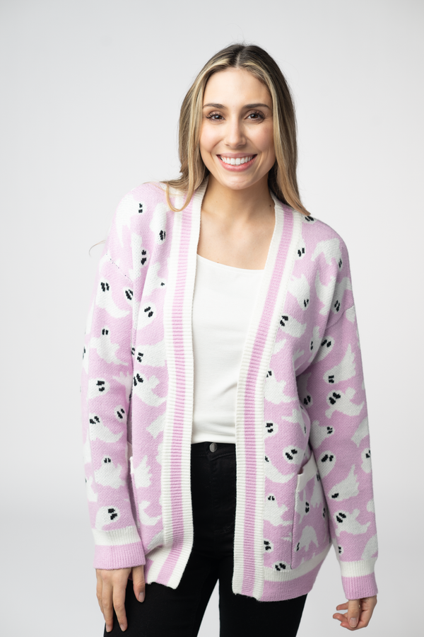 Ghost Pocket Cardigan - Lilac-Cardigan-Villari Chic, women's online fashion boutique in Severna, Maryland