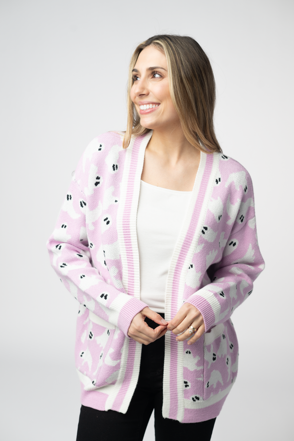 Ghost Pocket Cardigan - Lilac-Cardigan-Villari Chic, women's online fashion boutique in Severna, Maryland