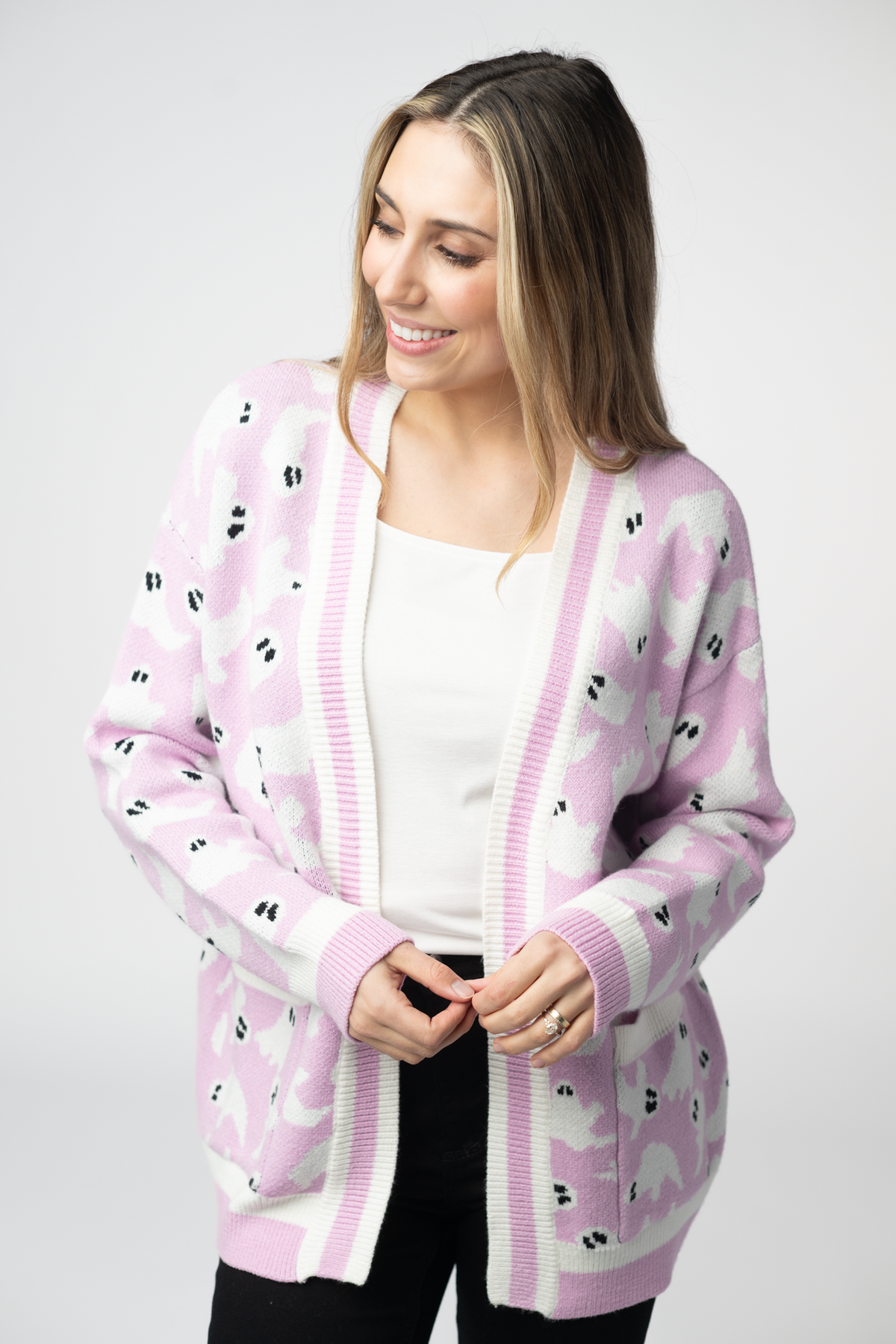 Ghost Pocket Cardigan - Lilac-Cardigan-Villari Chic, women's online fashion boutique in Severna, Maryland