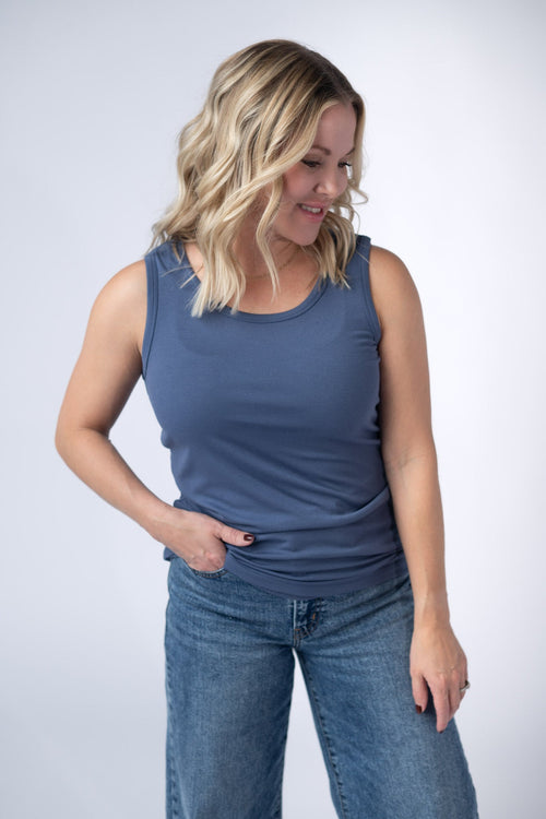 Ava Tank - Blue-tank-Villari Chic, women's online fashion boutique in Severna, Maryland