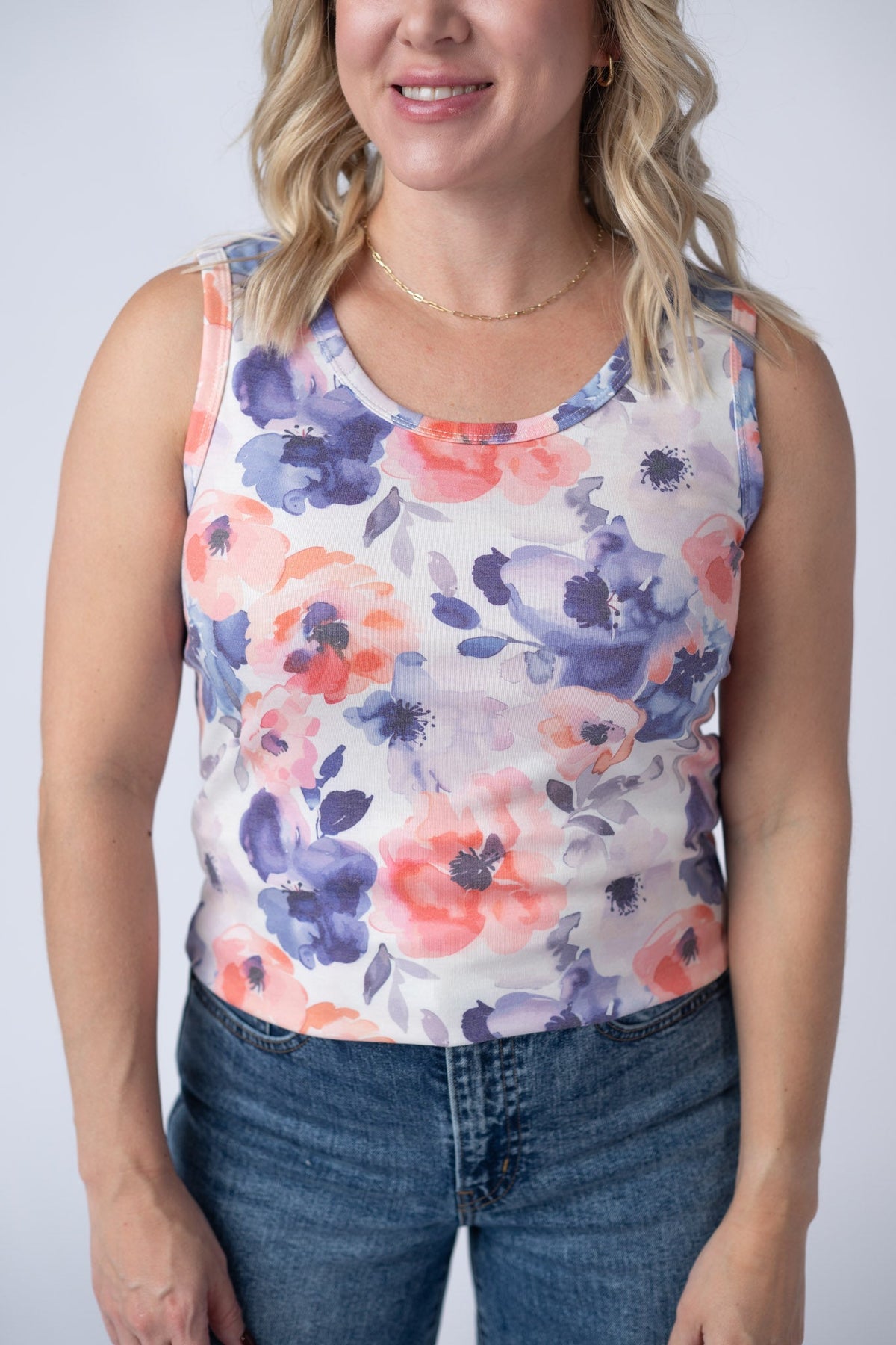 Ava Tank - Sunset Watercolor Floral-tank-Villari Chic, women's online fashion boutique in Severna, Maryland