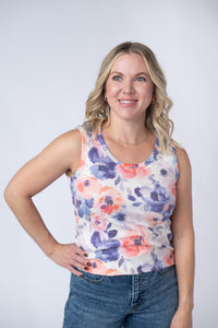 Ava Tank - Sunset Watercolor Floral-tank-Villari Chic, women's online fashion boutique in Severna, Maryland