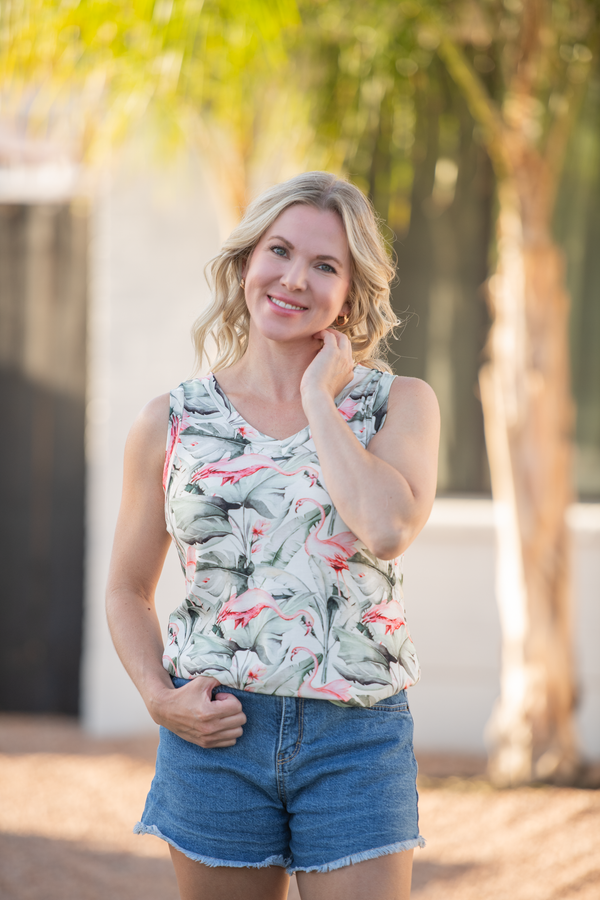 Noelle Tank - Flamingos-tank-Villari Chic, women's online fashion boutique in Severna, Maryland