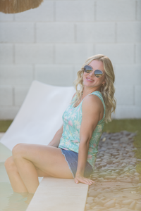 Noelle Tank - Aqua Palm-tank-Villari Chic, women's online fashion boutique in Severna, Maryland