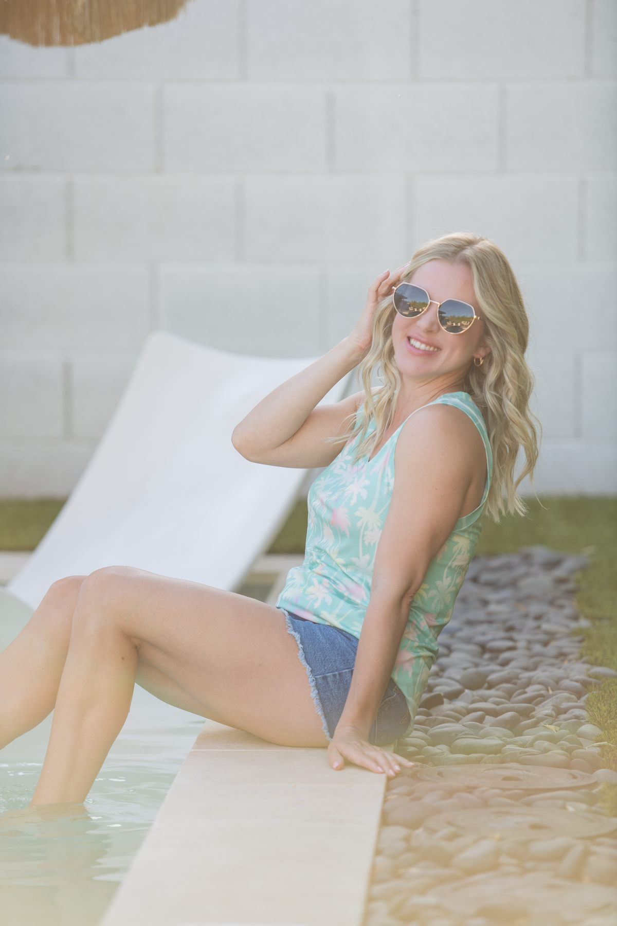 Noelle Tank - Aqua Palm-tank-Villari Chic, women's online fashion boutique in Severna, Maryland