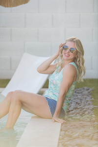 Noelle Tank - Aqua Palm-tank-Villari Chic, women's online fashion boutique in Severna, Maryland