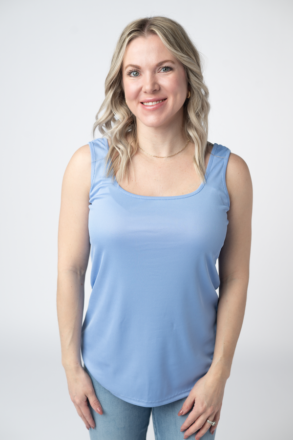 Rachel Ribbed Tank - Sky Blue-tank-Villari Chic, women's online fashion boutique in Severna, Maryland