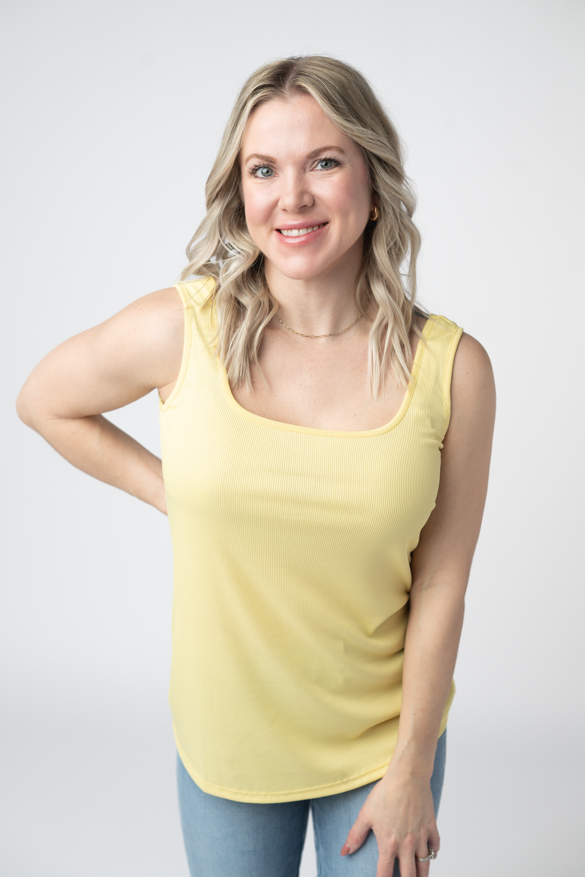 Rachel Ribbed Tank - Yellow-tank-Villari Chic, women's online fashion boutique in Severna, Maryland