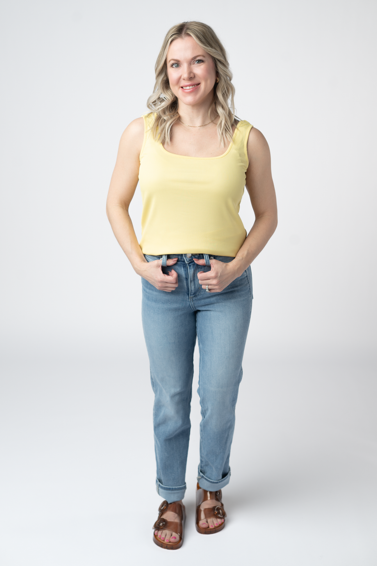 Rachel Ribbed Tank - Yellow-tank-Villari Chic, women's online fashion boutique in Severna, Maryland