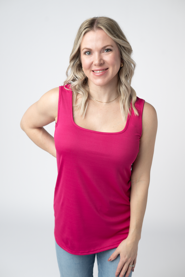 Rachel Ribbed Tank - Hot Pink-tank-Villari Chic, women's online fashion boutique in Severna, Maryland