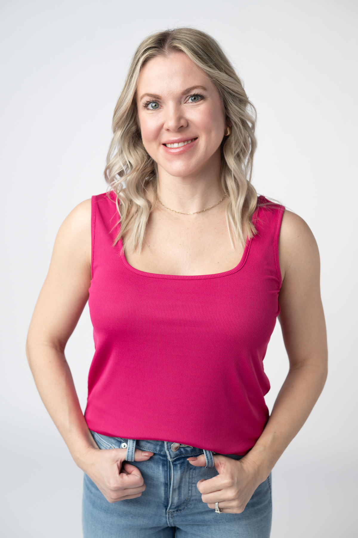 Rachel Ribbed Tank - Hot Pink-tank-Villari Chic, women's online fashion boutique in Severna, Maryland