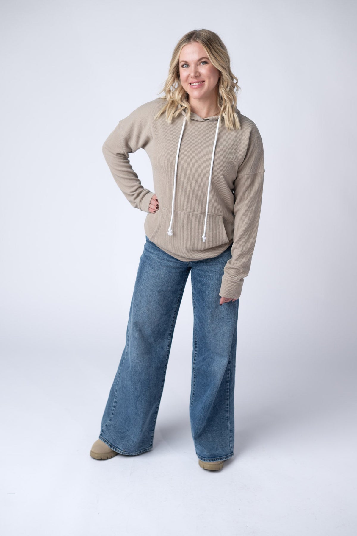 Kacey Ribbed Hoodie - Mocha-clothing-Villari Chic, women's online fashion boutique in Severna, Maryland