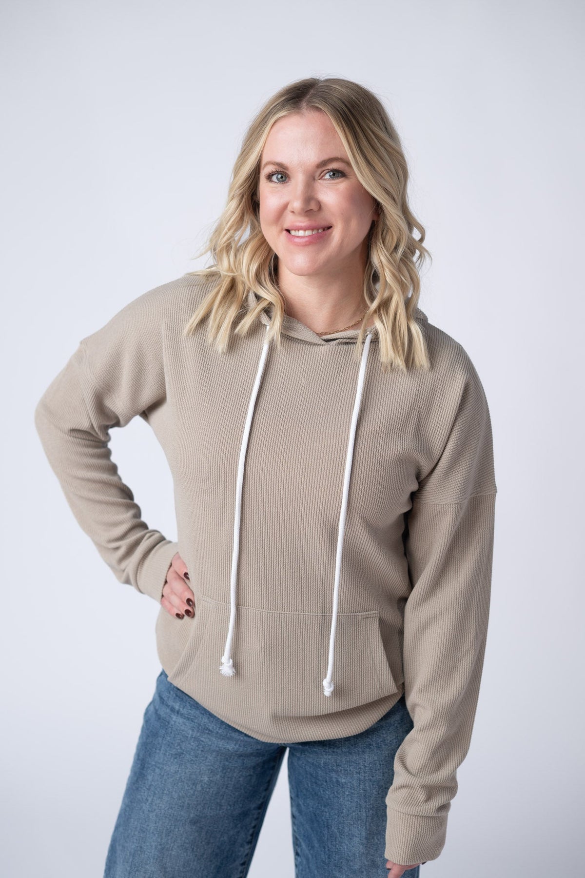 Kacey Ribbed Hoodie - Mocha-clothing-Villari Chic, women's online fashion boutique in Severna, Maryland