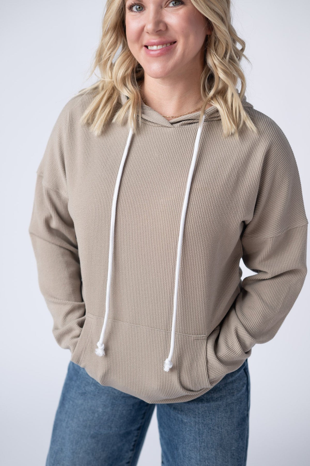 Kacey Ribbed Hoodie - Mocha-clothing-Villari Chic, women's online fashion boutique in Severna, Maryland