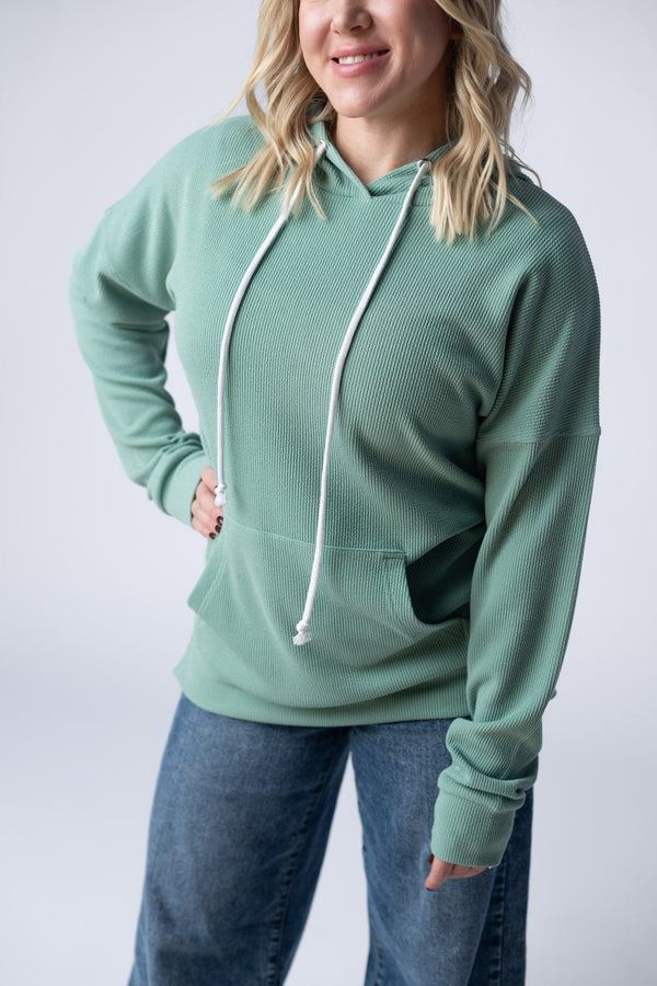 Kacey Ribbed Hoodie - Sage-clothing-Villari Chic, women's online fashion boutique in Severna, Maryland