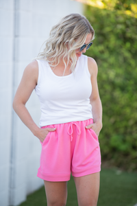 Weslie Waffle Shorts - Pink-shorts-Villari Chic, women's online fashion boutique in Severna, Maryland
