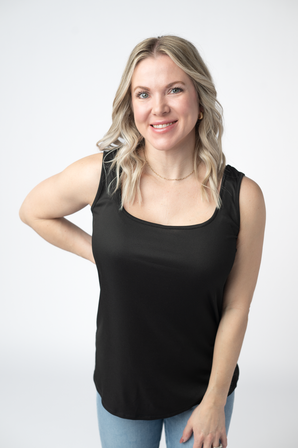 Rachel Ribbed Tank - Black-tank-Villari Chic, women's online fashion boutique in Severna, Maryland