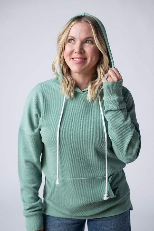 Kacey Ribbed Hoodie - Sage-clothing-Villari Chic, women's online fashion boutique in Severna, Maryland