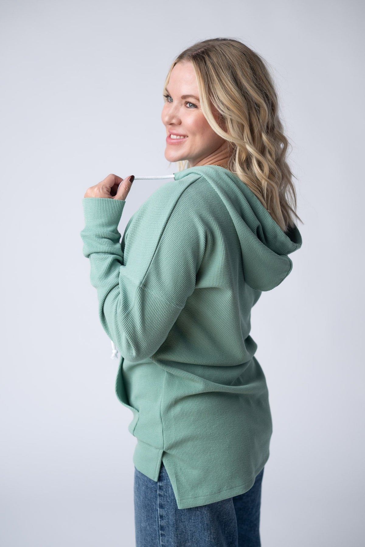 Kacey Ribbed Hoodie - Sage-clothing-Villari Chic, women's online fashion boutique in Severna, Maryland